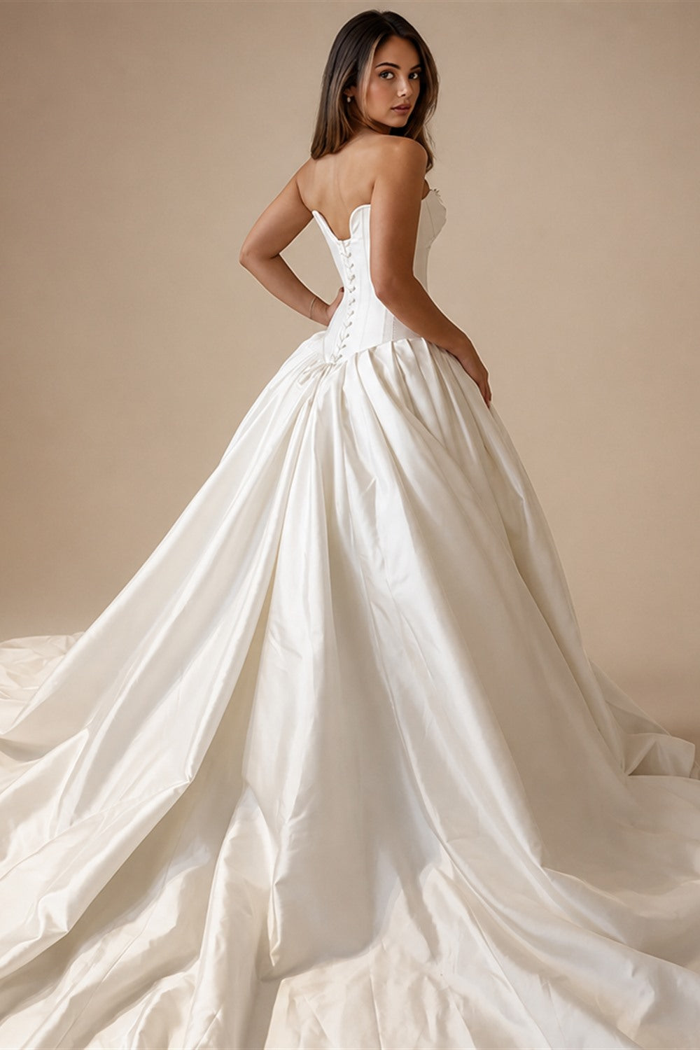Minimal Sweetheart Neck A Line Wedding Dress Corset Bodice Lace Up Button Bridal Gown Vestido De Novia Robe De Mariée Customized