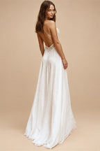 Custom Chiffon Beach Wedding Dress Lace Up Back