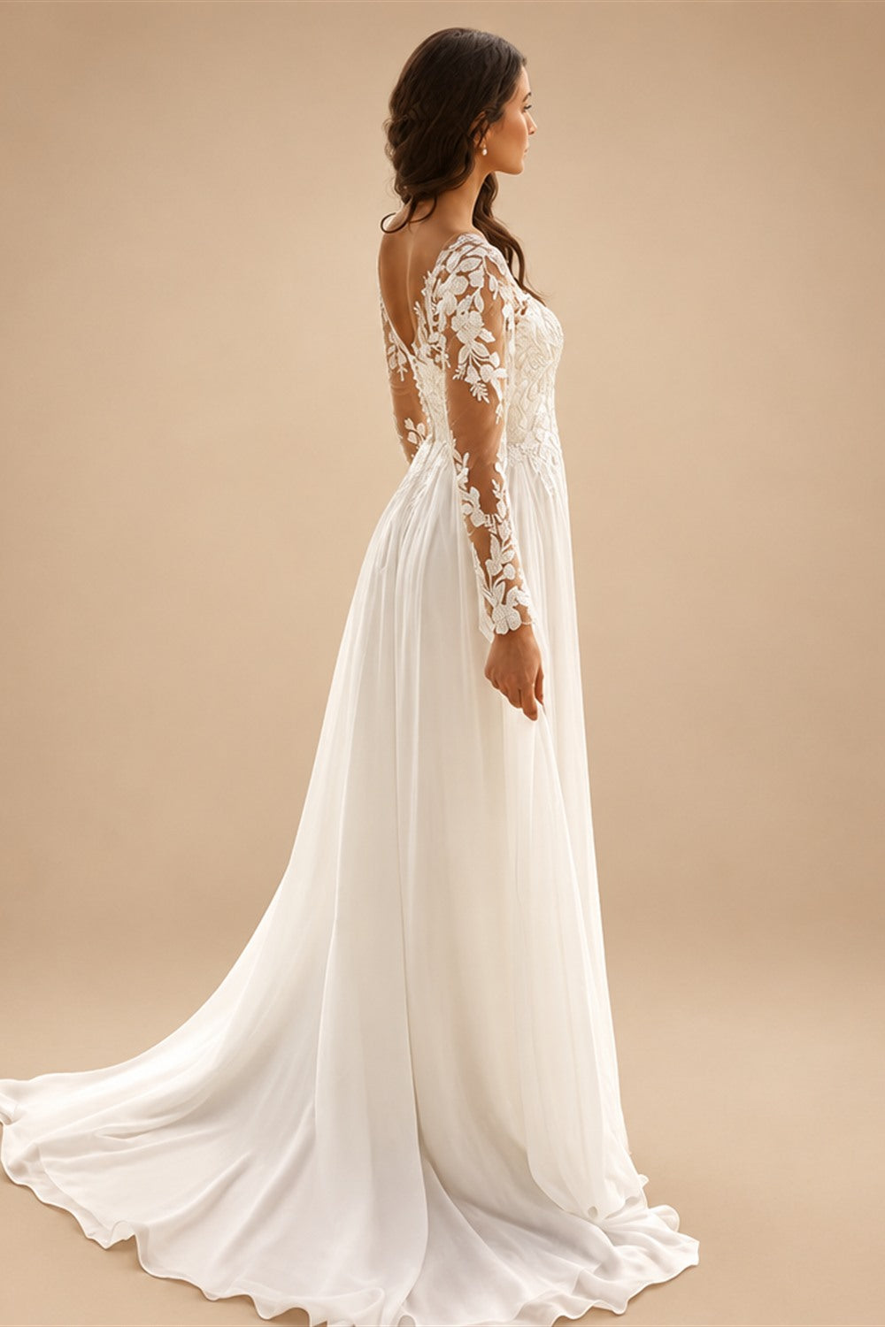 A-Line Split Chiffon Wedding Dress Summer 2025