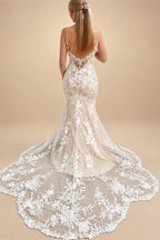 Spaghetti Straps Mermaid Wedding Dresses Champagne Bride Dress