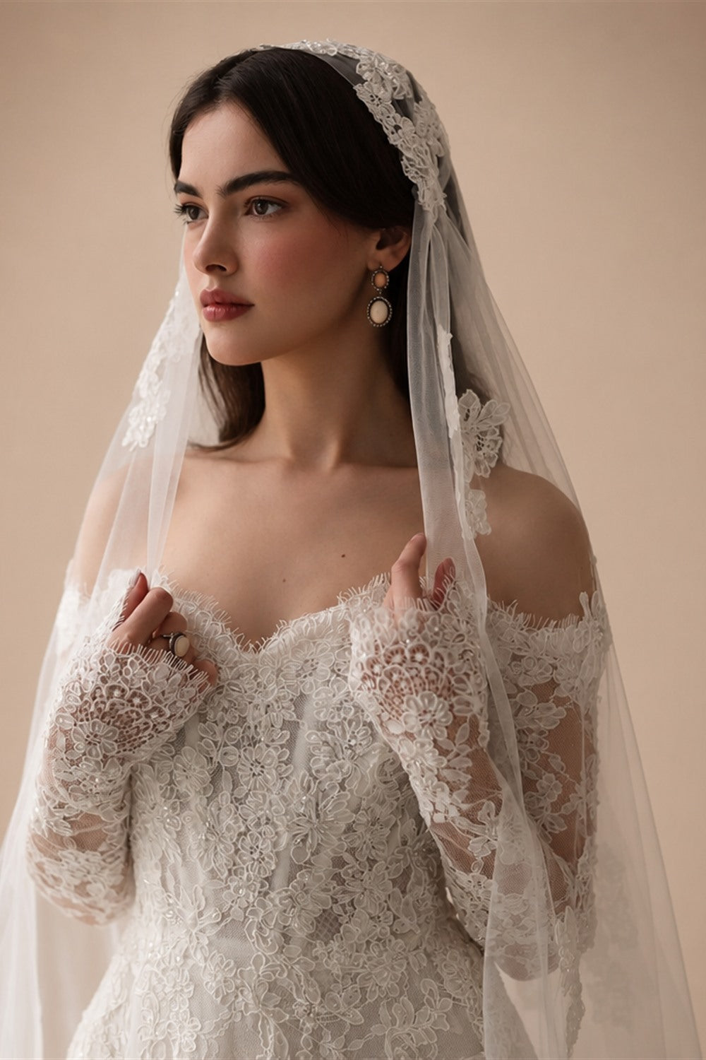 Elegant Printed Off Shoulder Wedding Dress ZP170