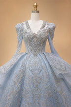 Luxury Blue Sequin Embroidery Ball Gown Wedding Dress ZP154