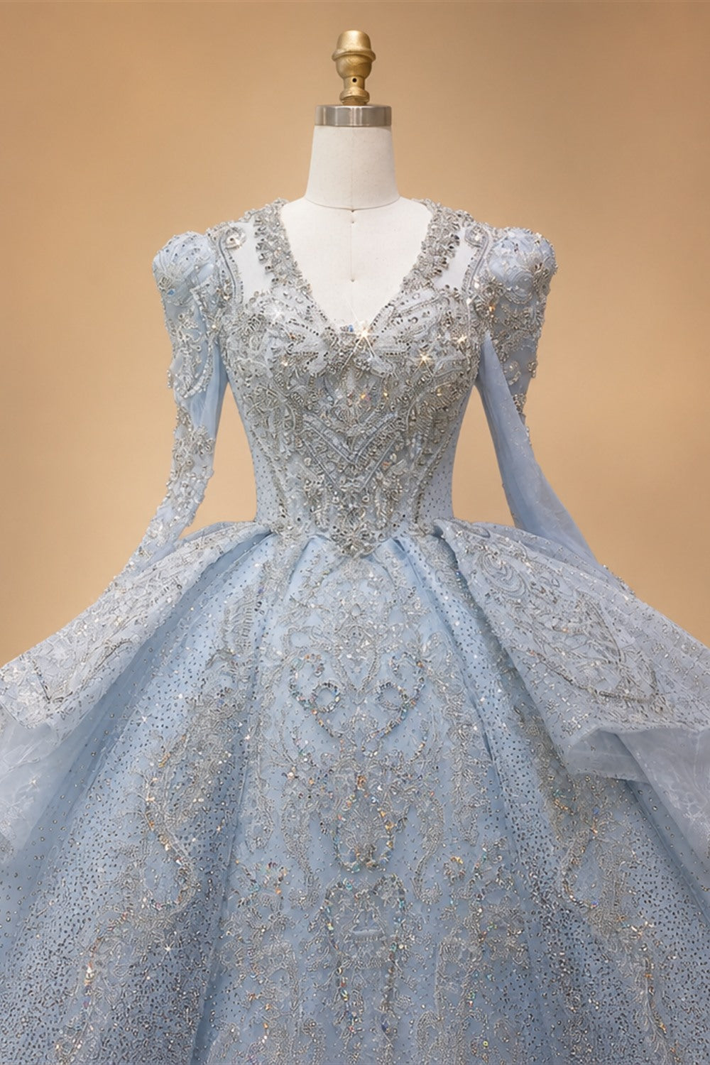 Luxury Blue Sequin Embroidery Ball Gown Wedding Dress ZP154