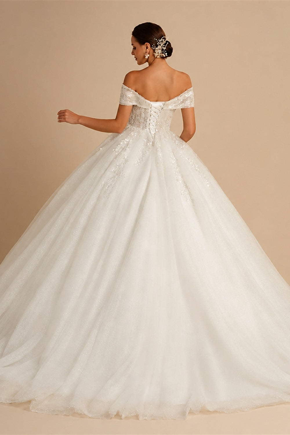 BEPEITHY Customized Plus Size Princess Wedding Dresses 2026 For Bride Off Shoulder Sleeveless Women Glitter Ball Bridal Gown