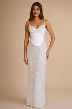 Luxury Off White Lace Corset Sweetheart Mermaid Wedding Dress with Gloves ZP009