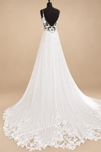 Boho Chiffon Wedding Dress Long Sleeves Lace Custom Bridal Gown
