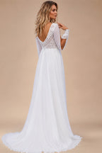 Simple Boho Wedding Dress Customized Robe Longue Vintage Lace Chiffon Long Wedding Dresses Chic Bridal Gowns
