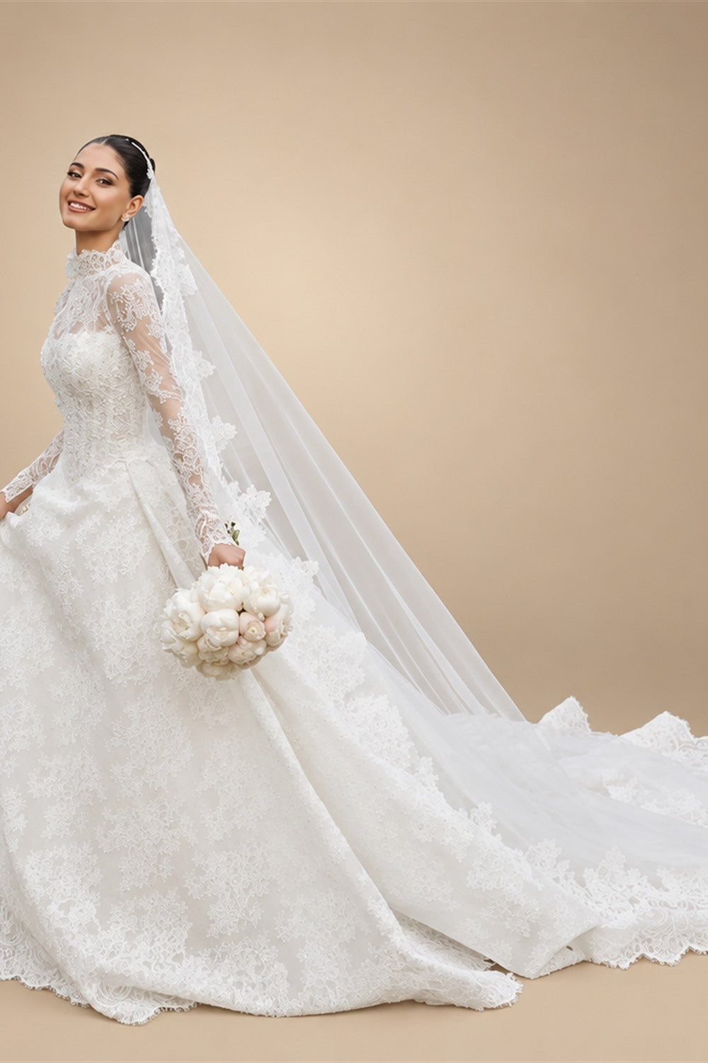 Luxury High Neck Lace Wedding Dress ZP182