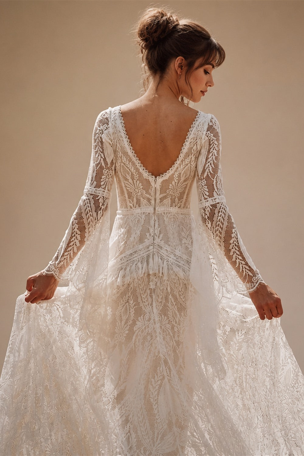 robe mariee boheme Lace Long Sleeve Mermaid Wedding Dress 2025 Boho Customized Bridal Gown for Women vestidos de novia sirena