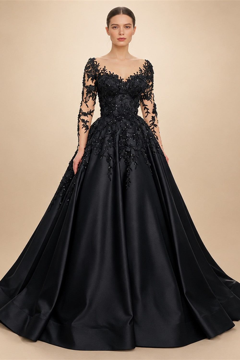 Black Luxury Gothic Wedding Dress Bridal Gown Heavy Beading  ZP199