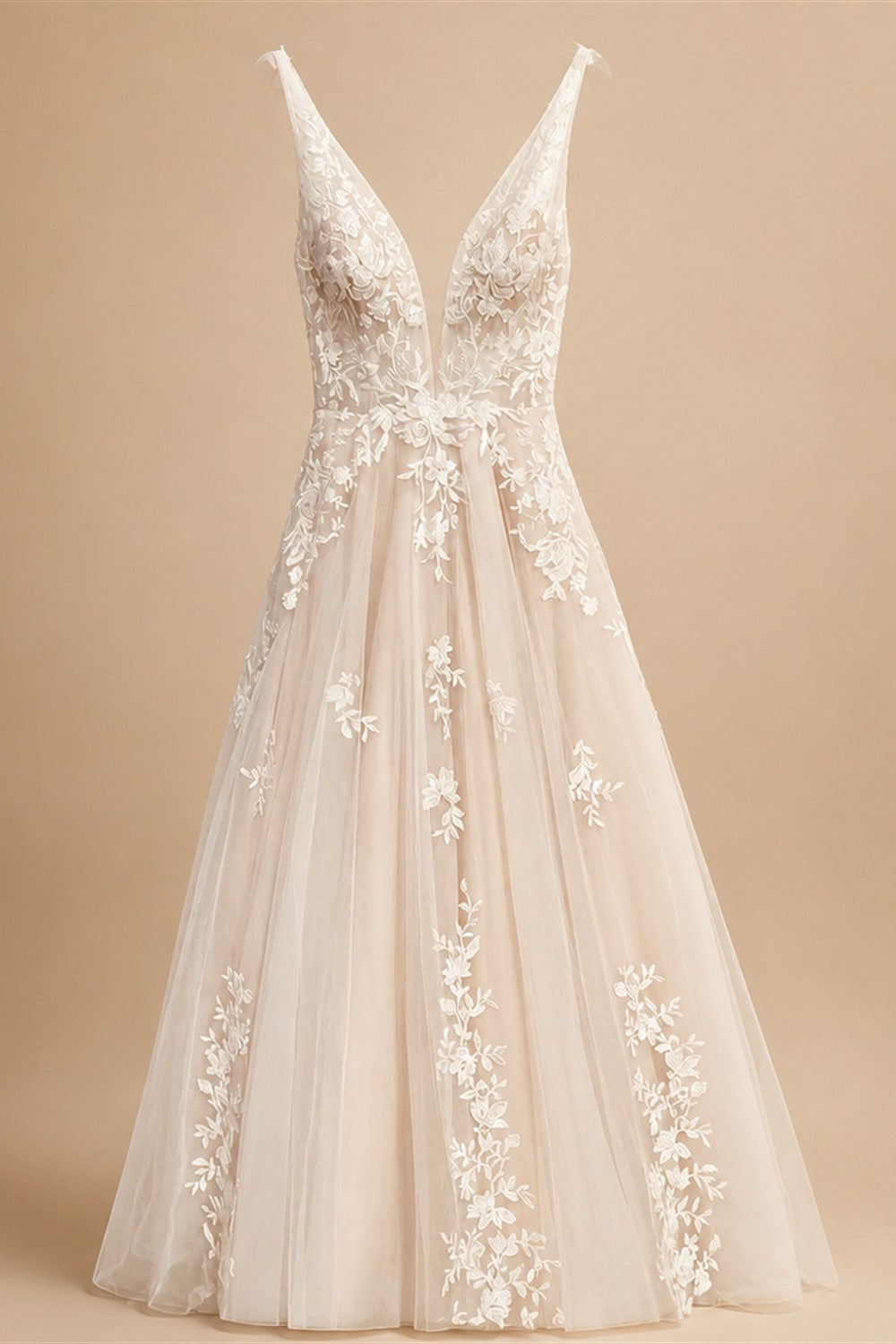 Vintage Lace V-Neck Tulle Wedding Dress Sleeveless Lace Bride Dresses Sexy Backless Open Back Robe De Mariee Customized