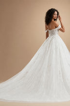 BEPEITHY Customized Plus Size Glitter Princess Wedding Dresses For Women 2026 Off Shoulder Ivory Bride Sleeveless Bridal Gown