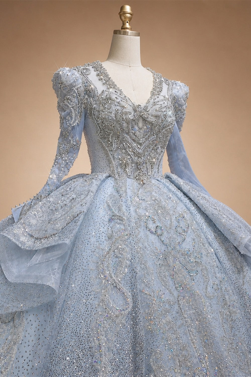 Luxury Blue Sequin Embroidery Ball Gown Wedding Dress ZP154