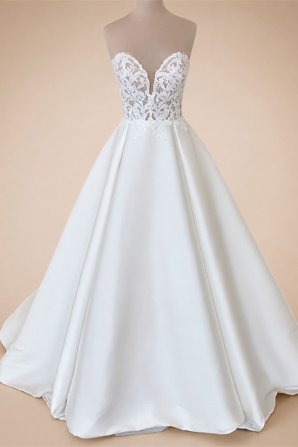 Simple White Satin A Line Wedding Dress Sleeveless Sweetheart Gown