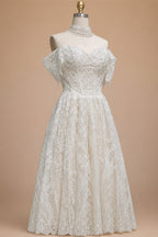 Off White Elegant Lace Pearl Embroidery Ball Gown Wedding Dress ZP168