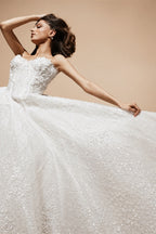 Luxury White Straples Beaded Sequin Wedding Dress ZP149