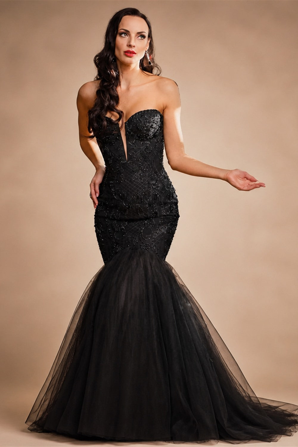 Black Luxury Gothic Sequin Ballgown Tulle Wedding Dress  ZP030