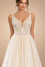 Spaghetti Straps Champagne Boho Wedding Dress For Women Vestido Civil Bridal Church Wedding Gowns suknie slubne