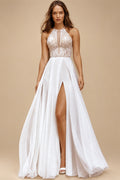 Custom Chiffon Beach Wedding Dress Lace Up Back