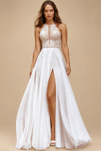 Custom Chiffon Beach Wedding Dress Lace Up Back