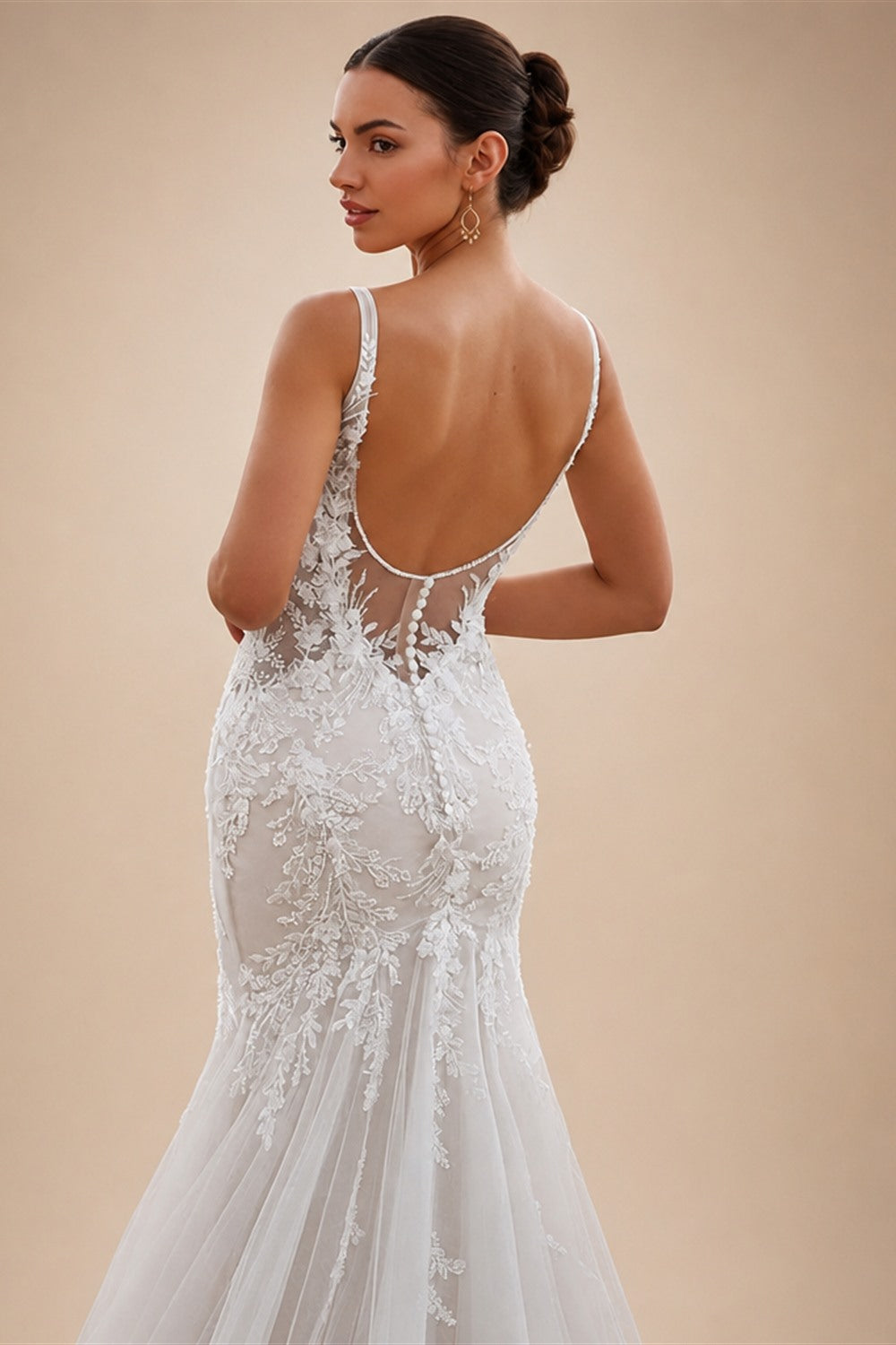 Customized Sweetheart Lace Appliques Sleeveless Mermaid Evening Gowns Backless Zipper Wedding Dress vestidos de novia