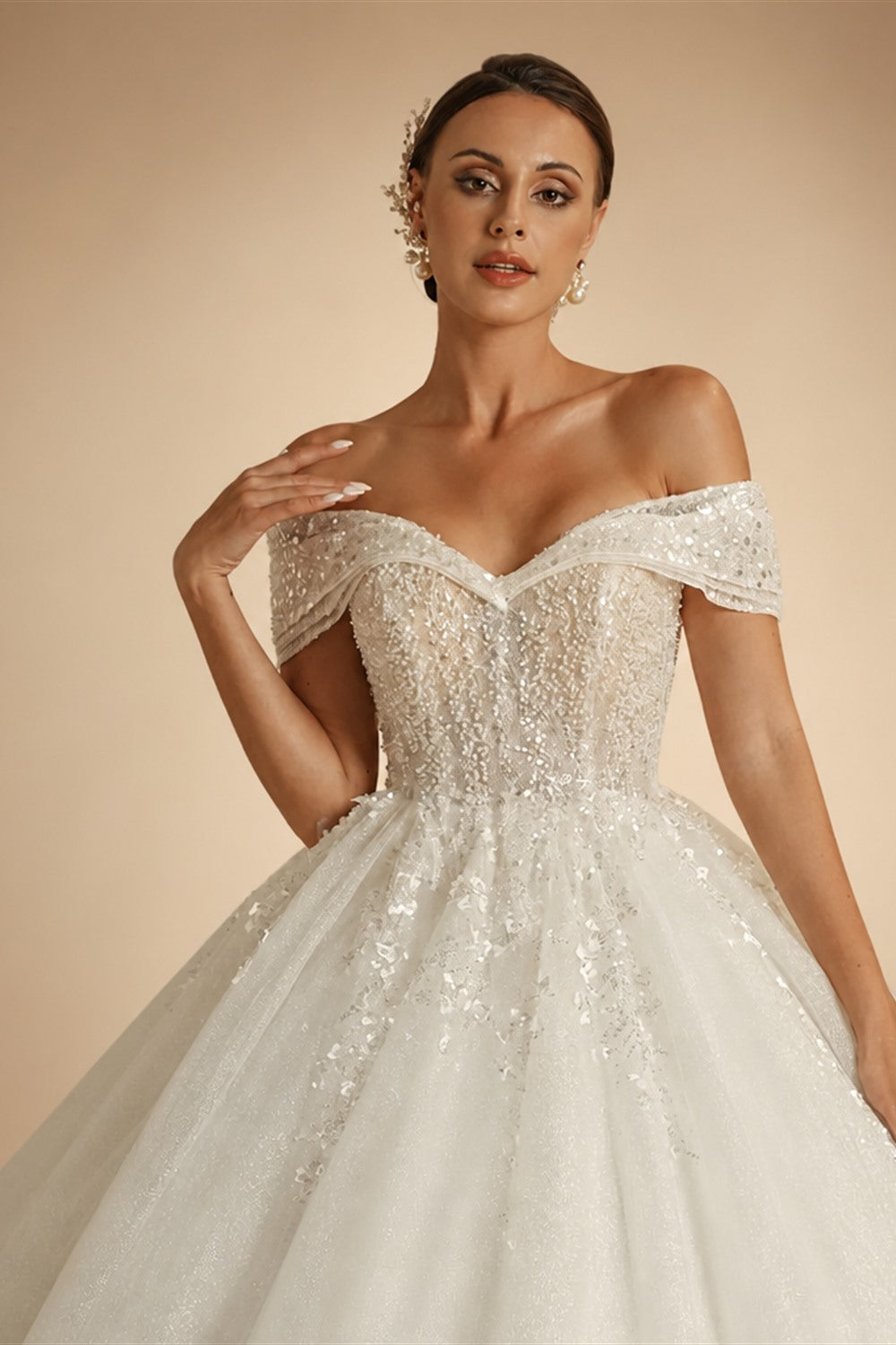 BEPEITHY Customized Plus Size Princess Wedding Dresses 2026 For Bride Off Shoulder Sleeveless Women Glitter Ball Bridal Gown