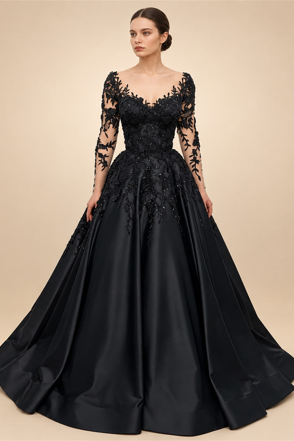 Black Luxury Gothic Wedding Dress Bridal Gown Heavy Beading  ZP199