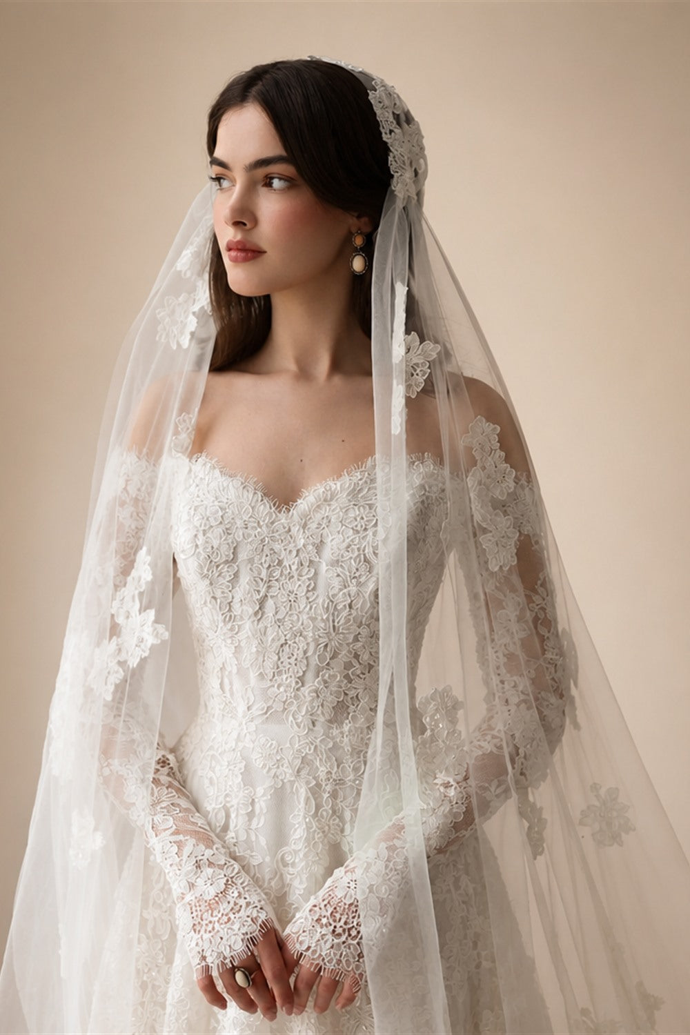 Elegant Printed Off Shoulder Wedding Dress ZP170