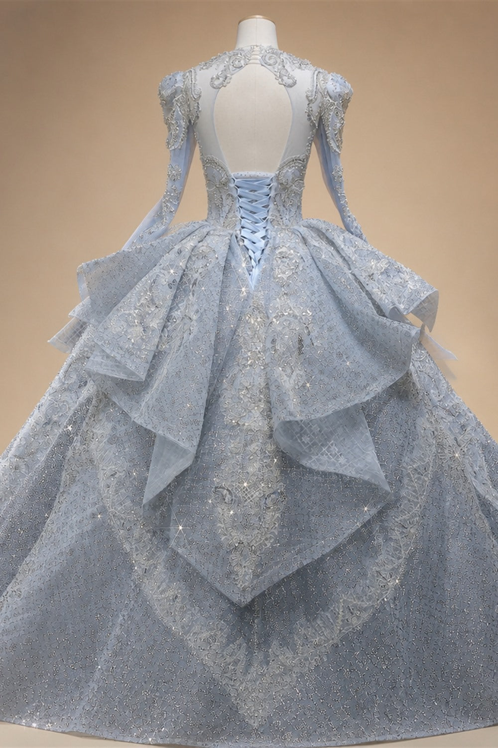 Luxury Blue Sequin Embroidery Ball Gown Wedding Dress ZP154