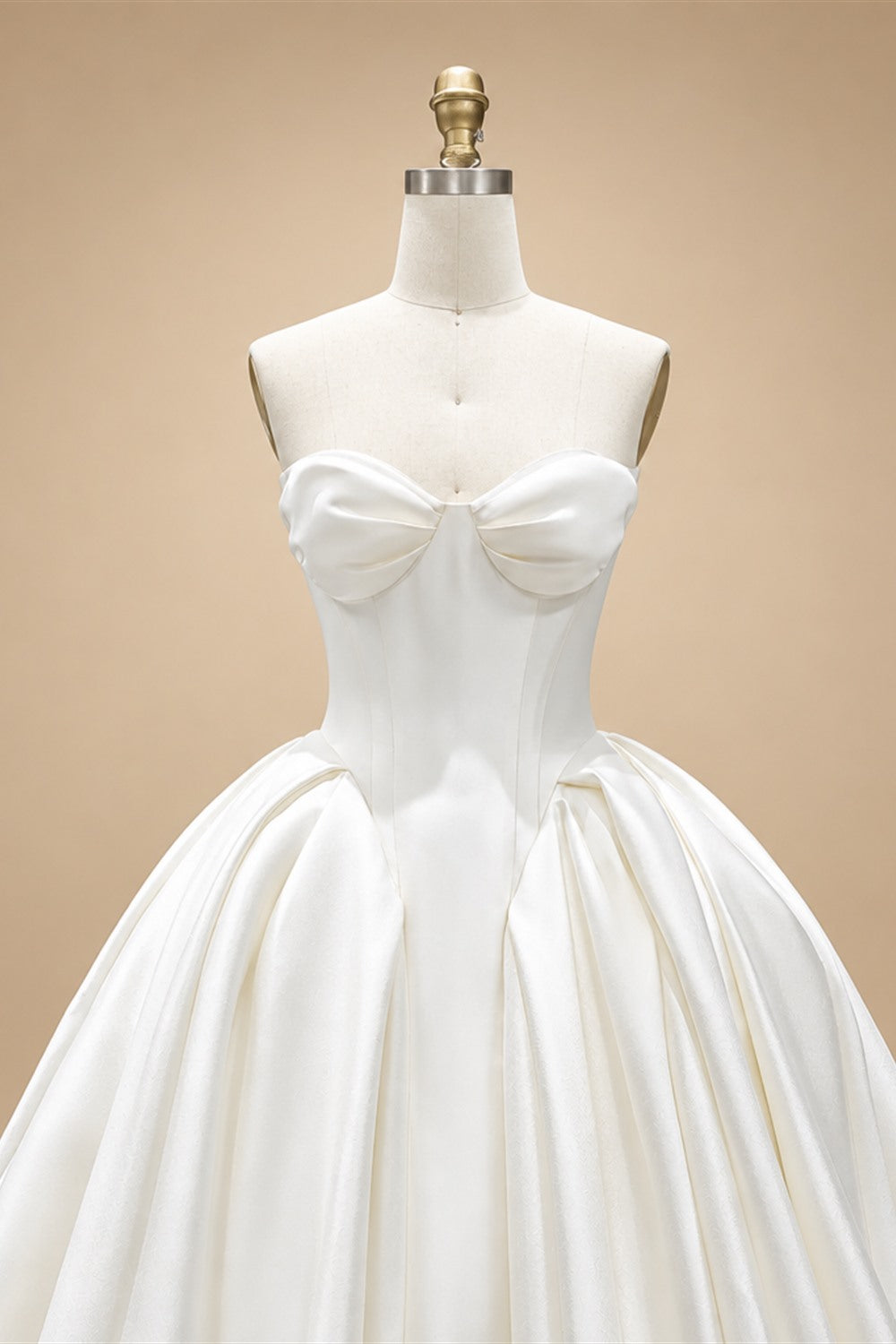 Luxury Sweetheart Satin Ball Gown Wedding Dress with Overskirt ZP185