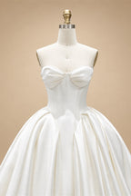 Luxury Sweetheart Satin Ball Gown Wedding Dress with Overskirt ZP185