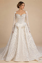 Luxury Off Shoulder Beaded Ball Gown Wedding Dress ZP181
