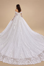 Plus Size A Line Wedding Dress Off Shoulder Lace Floral Customized