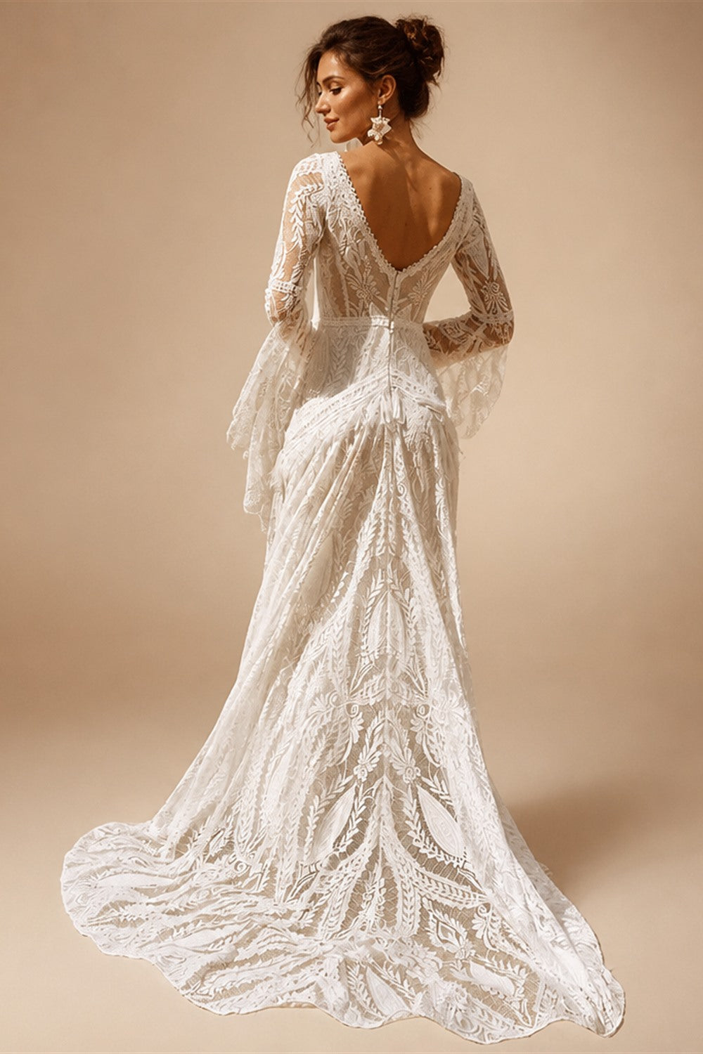 robe mariee boheme Lace Long Sleeve Mermaid Wedding Dress 2025 Boho Customized Bridal Gown for Women vestidos de novia sirena
