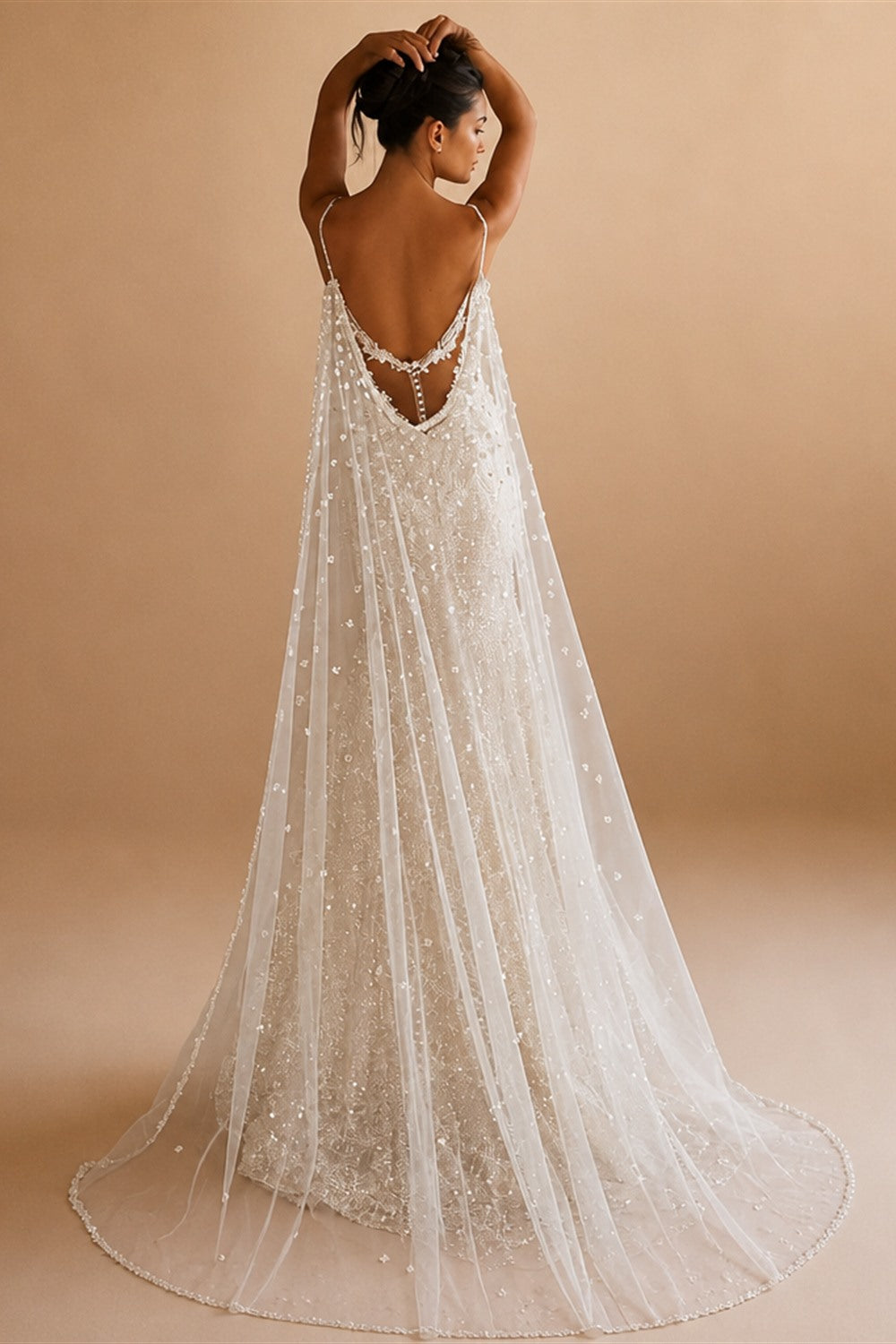 Sparkly Embroidery Beaded Lace Wedding Dress Sexy Deep V-neck Spaghetti Straps Bridal Gown Customized Mermaid Dresses For Bride