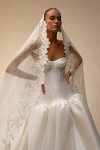 Classic White Satin Strapless Ball Gown Wedding Dress with Veil ZP114