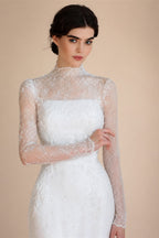 Elegant Printed Crystal Sheer Lace Mermaid Wedding Dress ZP169