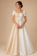 Custom Boho Chiffon Wedding Dress Long Open Back V Neck Lace Appliques Gown