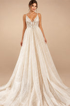 Spaghetti Straps Champagne Boho Wedding Dress For Women Vestido Civil Bridal Church Wedding Gowns suknie slubne