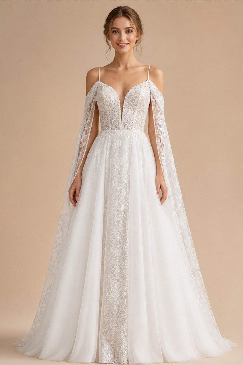 Romantic A-line Wedding Dress 2027 For Women Long Sleeves Bride Split Lace Appliques Bridal Gowns Vestido De Noiva