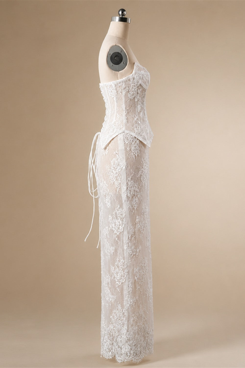 White Strapless Corset Lace Up Back Sheath Wedding Dress ZP006