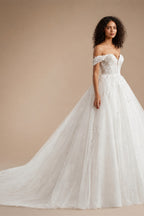 BEPEITHY Customized Plus Size Glitter Princess Wedding Dresses For Women 2026 Off Shoulder Ivory Bride Sleeveless Bridal Gown