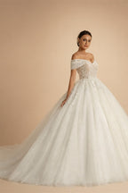 BEPEITHY Customized Plus Size Princess Wedding Dresses 2026 For Bride Off Shoulder Sleeveless Women Glitter Ball Bridal Gown