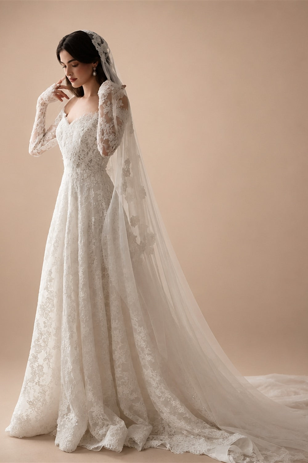 Elegant Printed Off Shoulder Wedding Dress ZP170