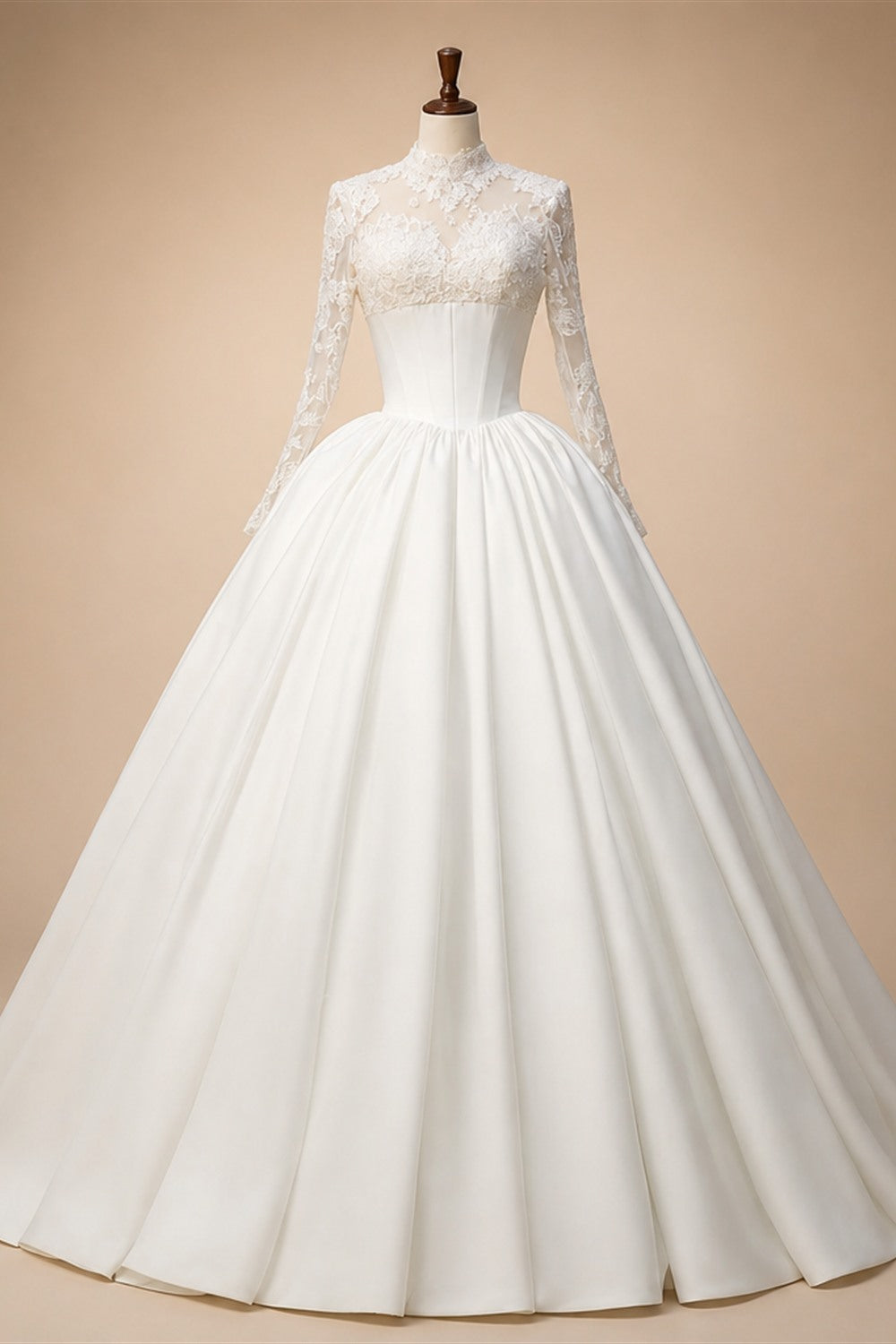 Classic Long Sleeve Lace Ball Gown Wedding Dress ZP180