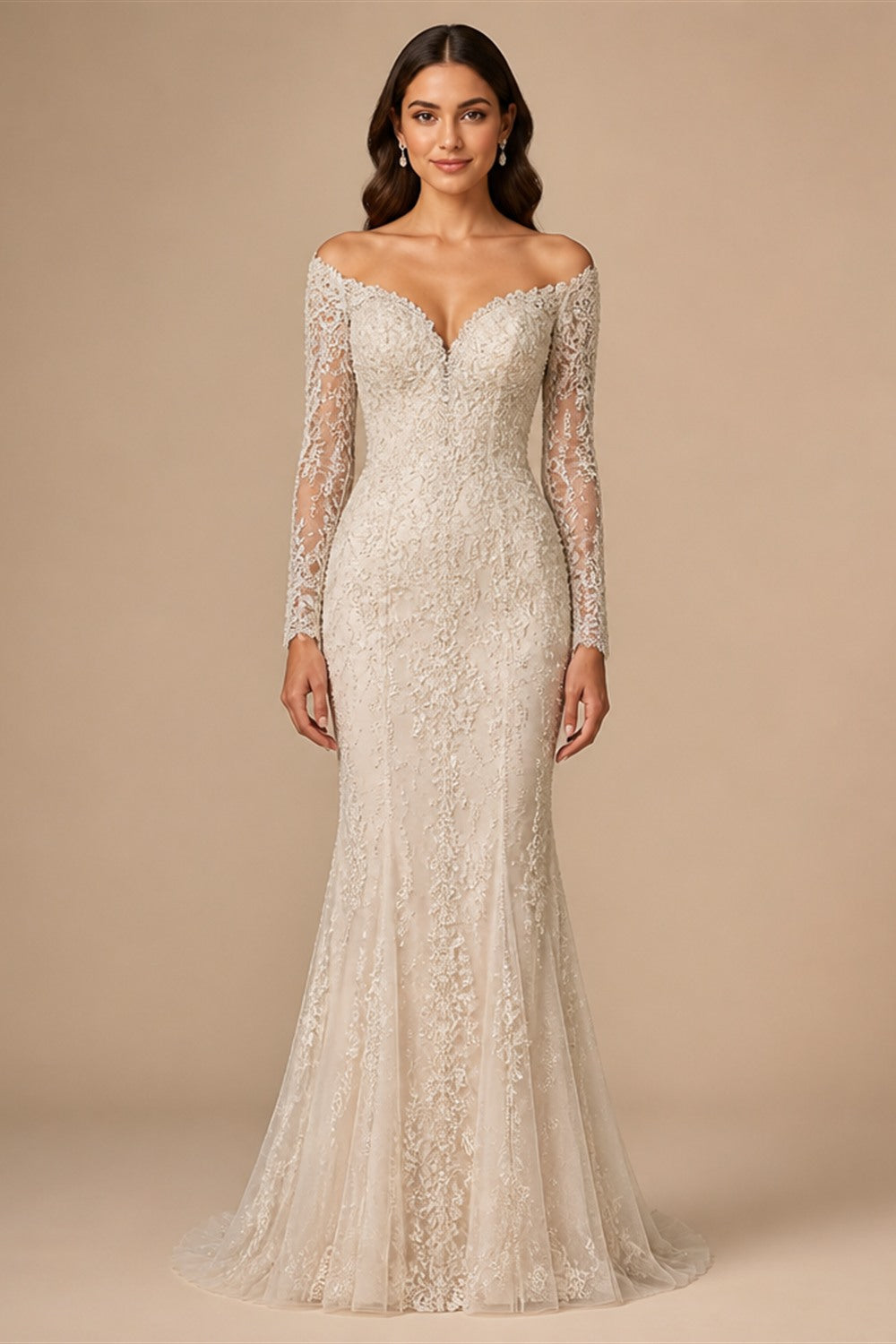 RoyceBridal Cap Sleeve Lace Mermaid Wedding Dress Low Back 3D Floral Appliques Bridal GownVestido De Novia Boda Customized
