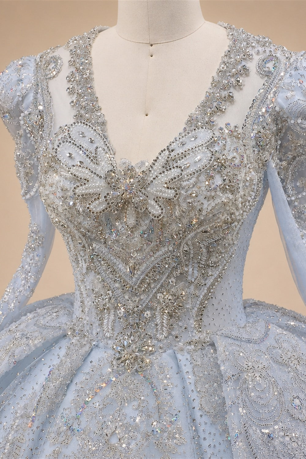 Luxury Blue Sequin Embroidery Ball Gown Wedding Dress ZP154