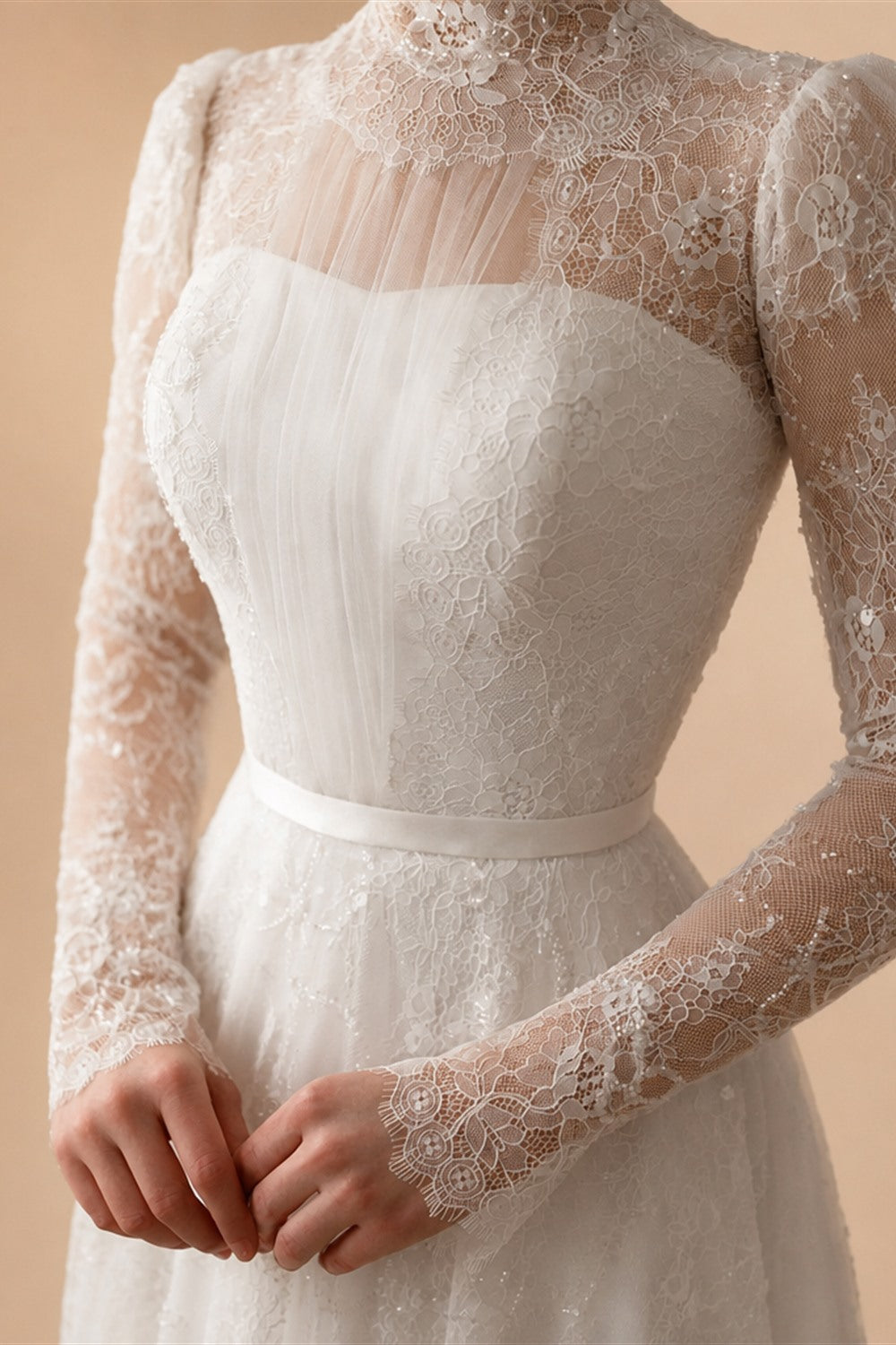 Elegant Sequin Printed Long Sleeve Wedding Dress ZP172