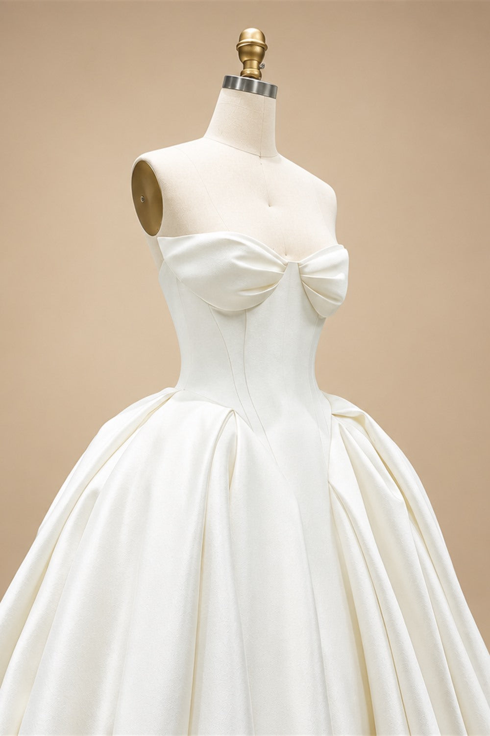 Luxury Sweetheart Satin Ball Gown Wedding Dress with Overskirt ZP185