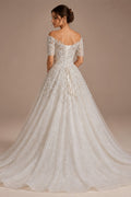 Luxury Beaded Puffy Lace Off Shoulder Wedding Dress ZP179